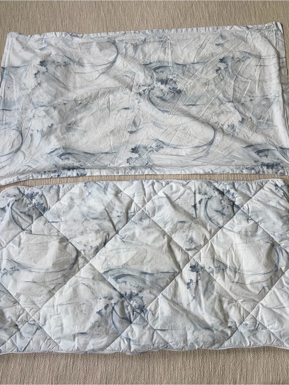 Pottery Barn Stinson Wave Percale 100% Cotton King Pillowcase Shams Set of 2